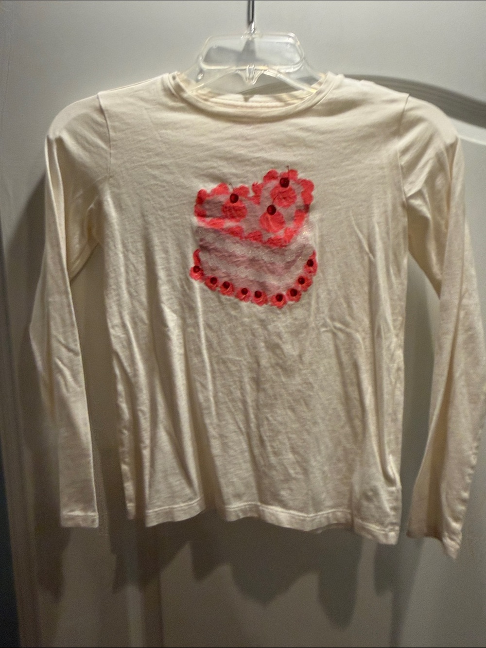 Crewcuts Cream Long-Sleeve Tee with Pink Floral Heart